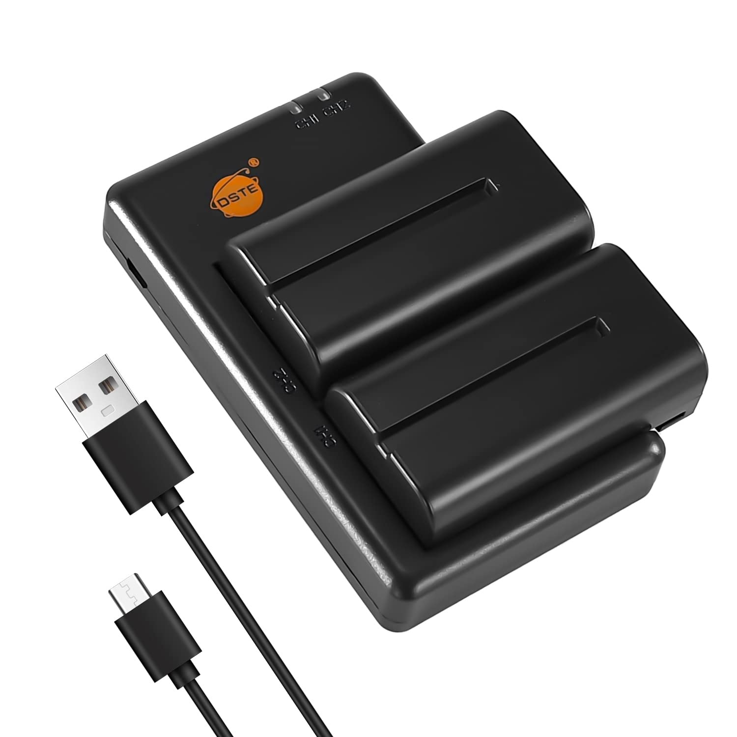 DSTE 2PCS NP-F330 NP-F550 NP-F570 (2900mAh/7.4V) Battery Charger Set Compatible for Sony NP-F970, NP-FF750, NP-FF960, f550 battery, npf battery charger