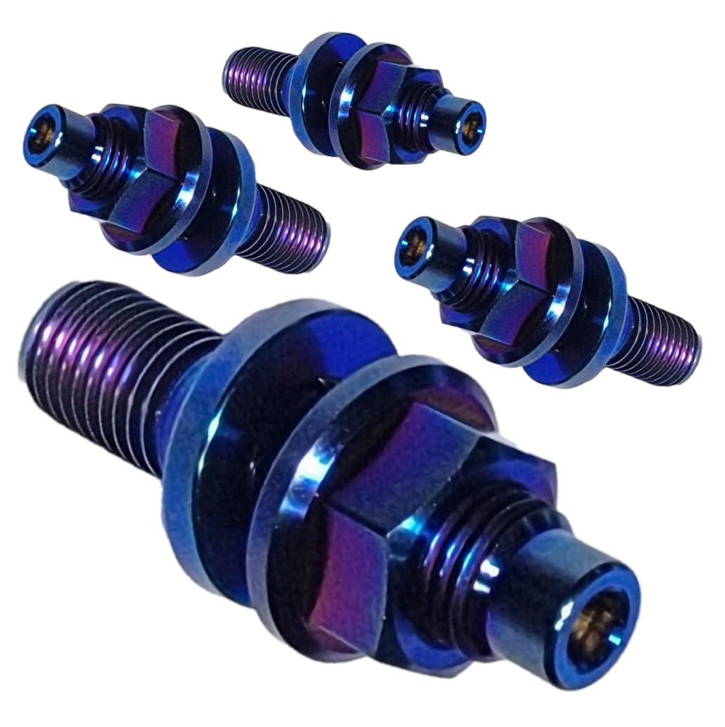 Titanium HEX M10x1.25 Stud Set, Lightweight Ti Hardware, Intake/Exhaust/Engine/Turbo Studs | Str8UpRevving Approved (Burnt Blue, 45mm 2 Pack)
