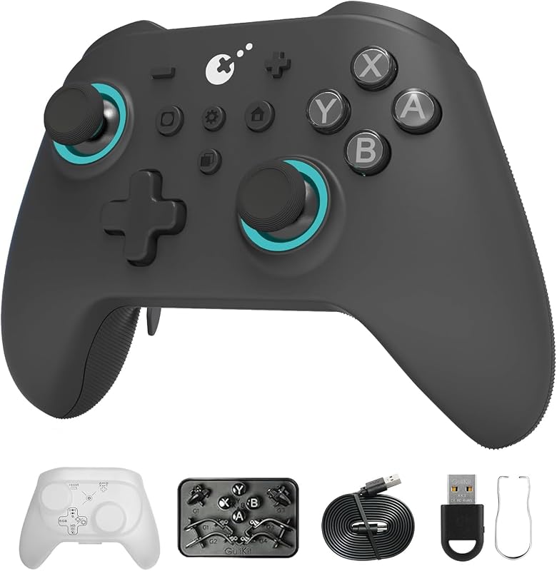 Control inalámbrico GuliKit KK3 Max, joystick Hall y disparadores, antidesplazamiento | Frecuencia de sondeo de 1000 Hz, 4 botones traseros extraíbles, compatible con Nintendo Switch 2/Switch/OLED/PC/iOS/Android - Negro