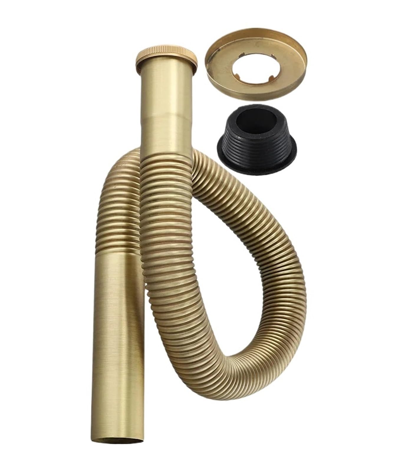 Manguera Flexible de latón for desagüe del fregadero, sifón, baño, cocina, lavabo, tubo agua, accesorio plomería for mejorar el hogar, 1 ud
