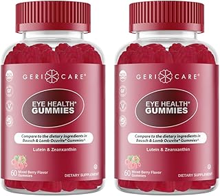 GeriCare Eye Support Gummies, Compare to Bausch and Lomb Ocuvite Gummy, Lutein & Zeaxanthin Vision Health Supplement, Naturally Sourced, Plant-Based, Non-GMO, Gluten-Free, 60 Count (2 Pack)
