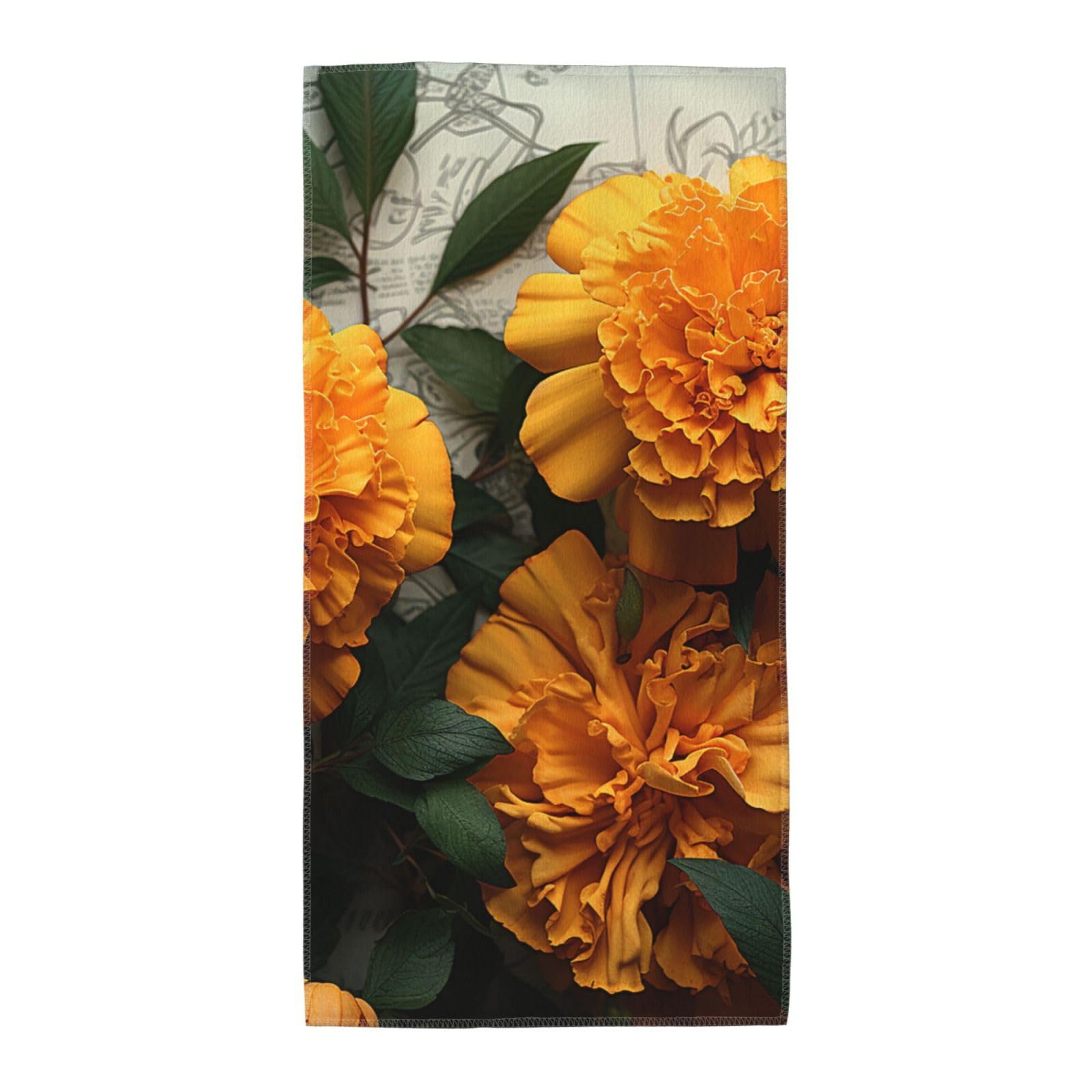 FodPand Microfiber Hand Towels for Bathroom, Soft Absorbent Decorative Face Towel Marigold Guest Bath Towel 13.8"X27.5" Kitchen Dish Towel for Bathroom Kitchen Hotel Gym Spa Towels
