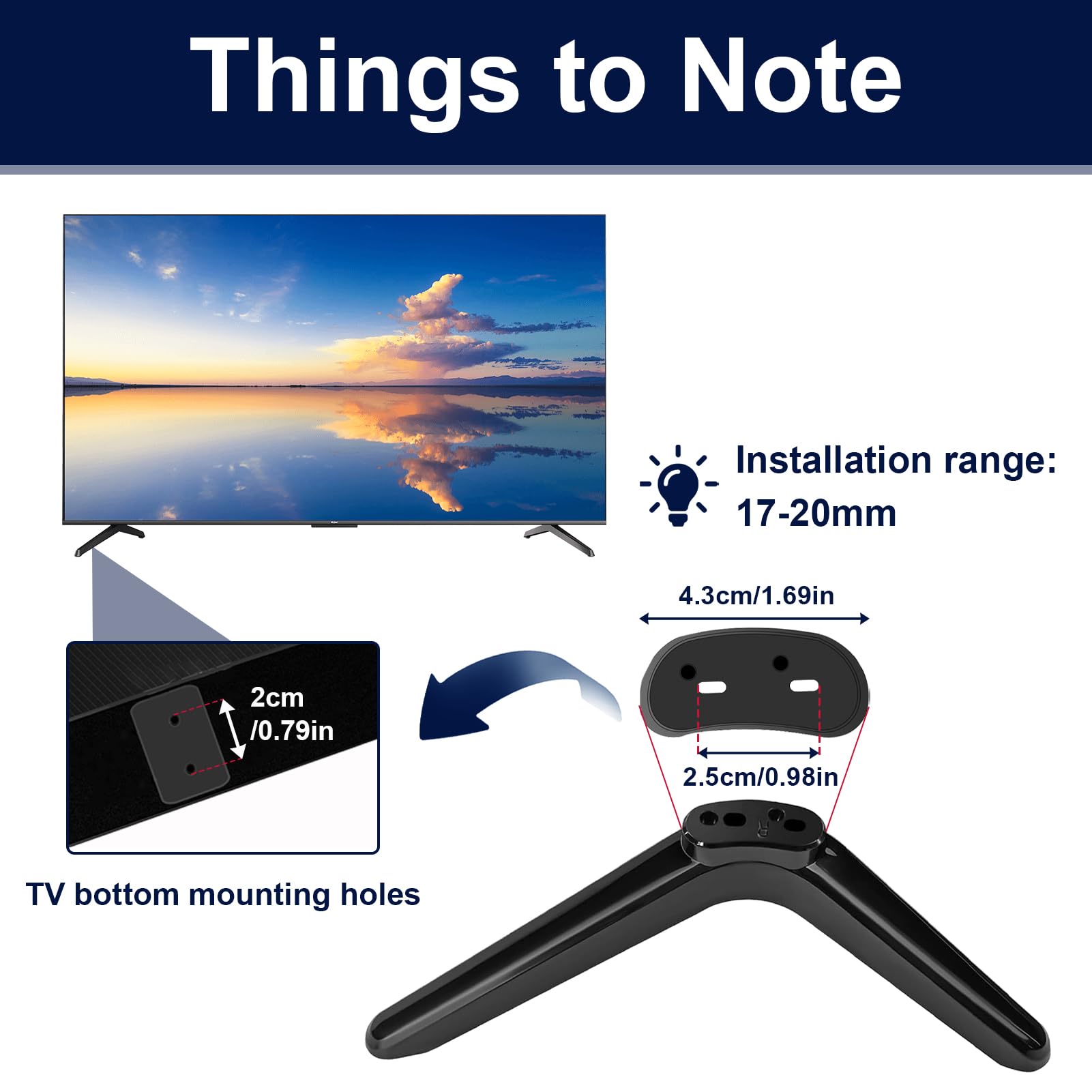 Uniwersalne nóżki podstawy telewizora ze śrubami, podstawka pod telewizor kompatybilna z większością marek, wymienny stojak stołowy do telewizora z płaskim ekranem LED LCD OLED, antypoślizgowe nóżki