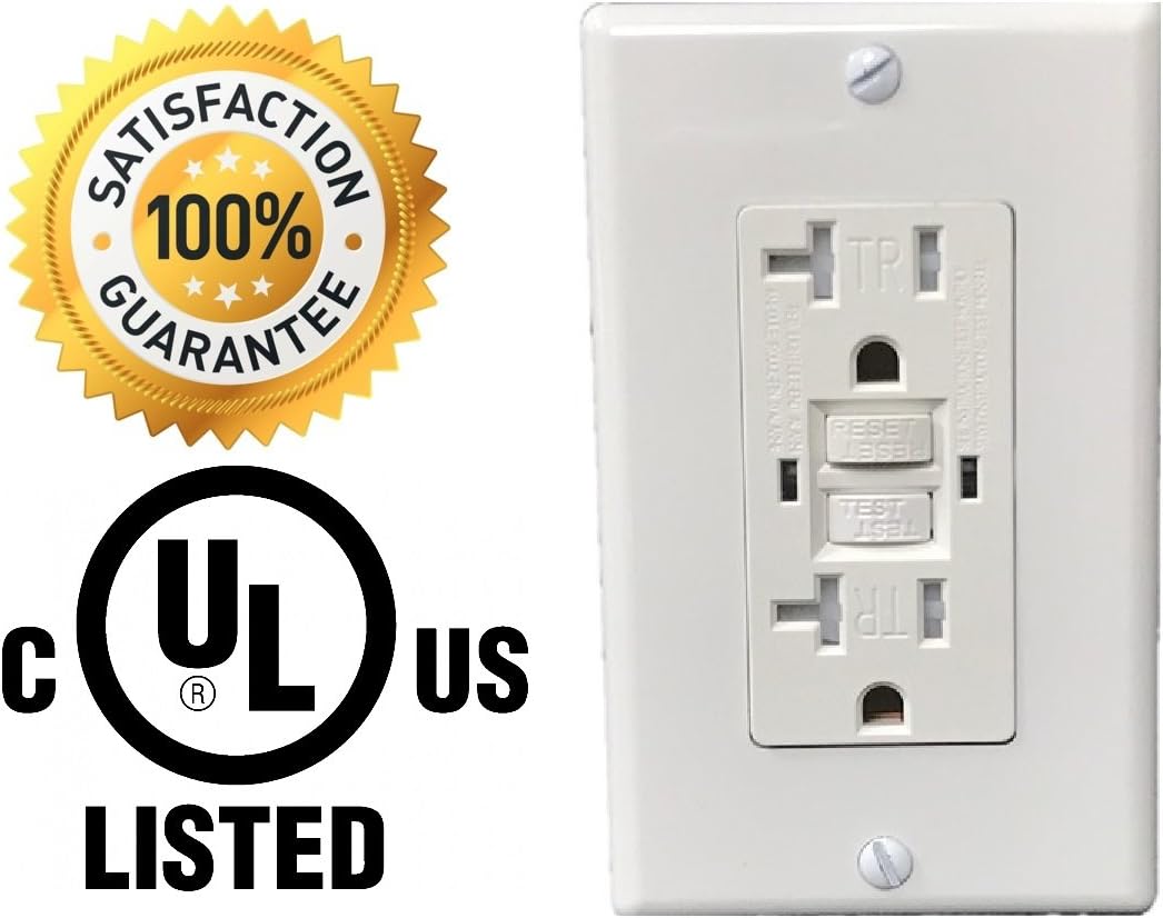 Onе-Dау Sаlе: Uр tо 70% оƒƒ TEKLECTRIC - GFCI Receptacle 20A 125V Tamper Resistant + Wall Plate - GFCI Outlet 20 AMP 125 VOLT Grounded - Wall Plate and Screws Included WHITE (10 Pack)