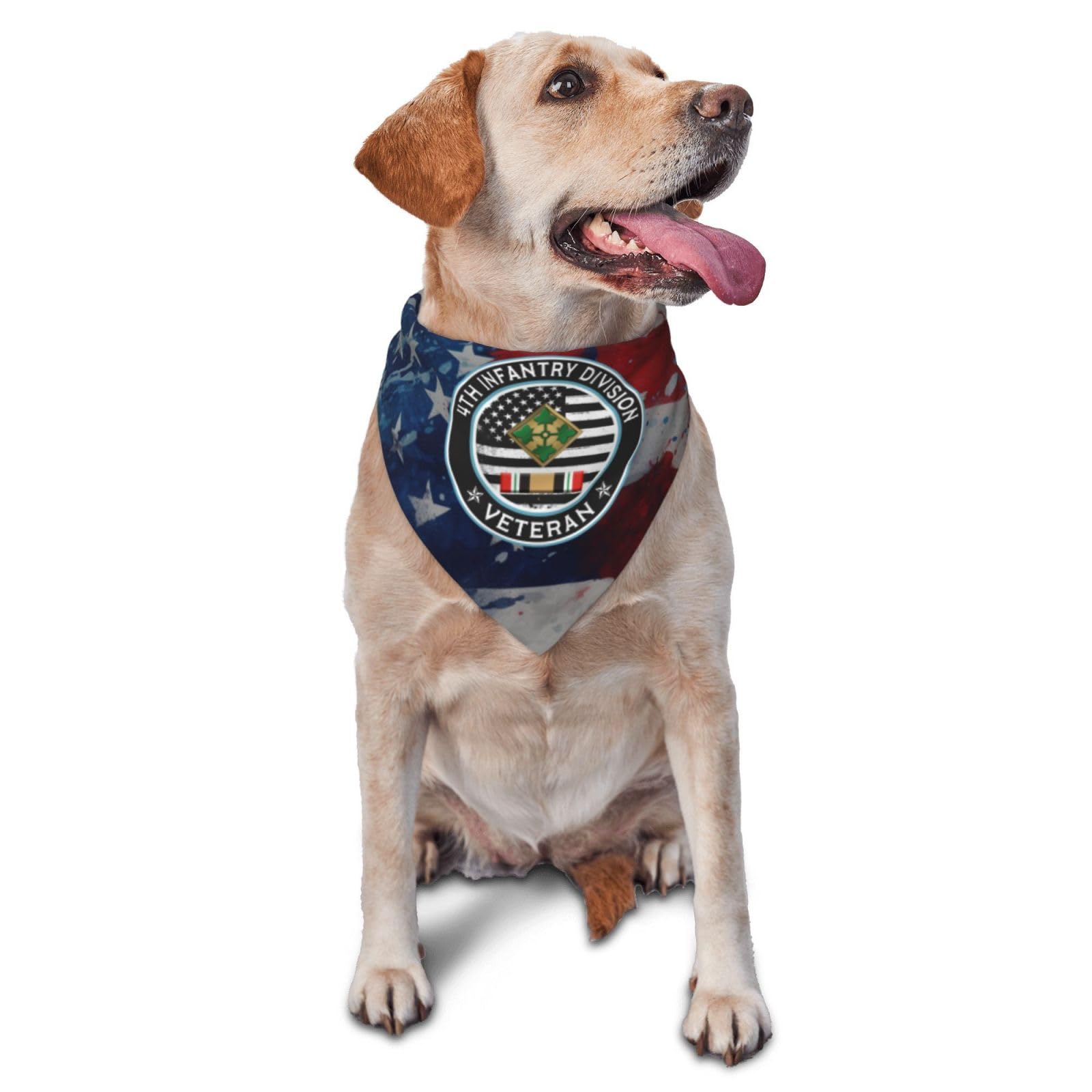 US Army Iraq Veteran 4th Infantry Division Dog Scarf Pet Bandana Cat Pet Bibs
