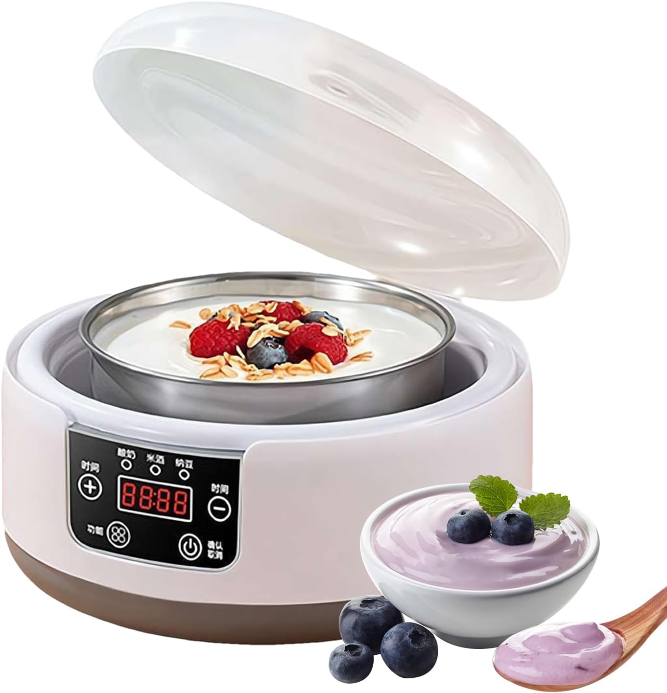 Curd Maker - Adjustable Time & Temperature Yogurt Machine,Automatic Dessert Maker - for Kitchen Home Cooking Parfait Cheese Cone Camping Party Breakfast