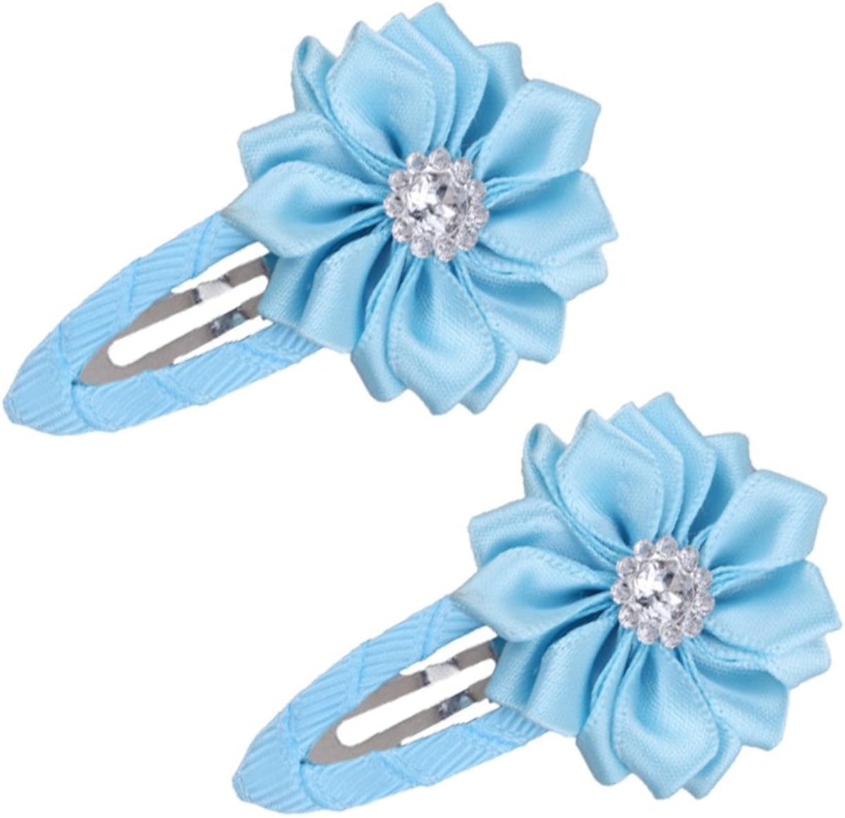 Prohouse 20 Pieces (10 Pairs) Boutique Baby Hair Flowers Snap Clips Wrapped Fabric