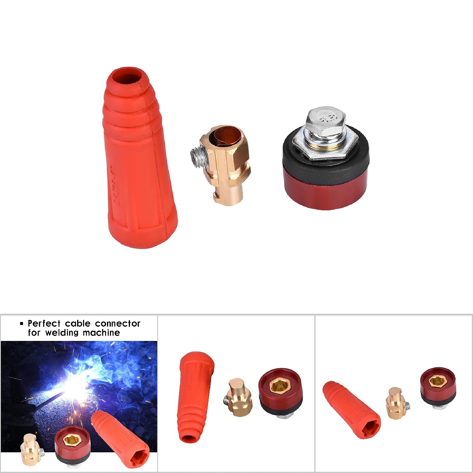 1Pcs DKJ Series European Welding Cable Rapid Connector Quick Fitting Adapter, Copper Cable Connector Set (DKJ35-50 red)