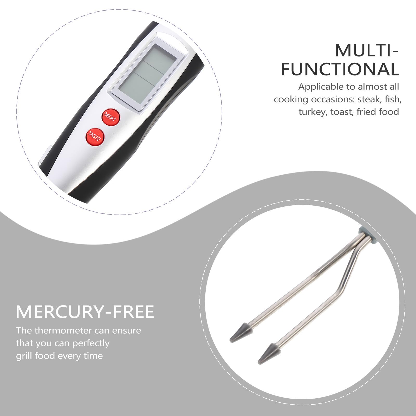 BETOOKY Tenedor de Parrilla Termómetro de Cocina Digital para Carne, Acero Inoxidable y Mango Largo para Seguridad en Grill y Cocina