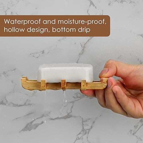 Miniatura 2 de Adorila Paquete de 2 jaboneras con tapa, soporte de jabón de bambú con banda de silicona, funda de jabón a prueba de fugas para baño, campamento,