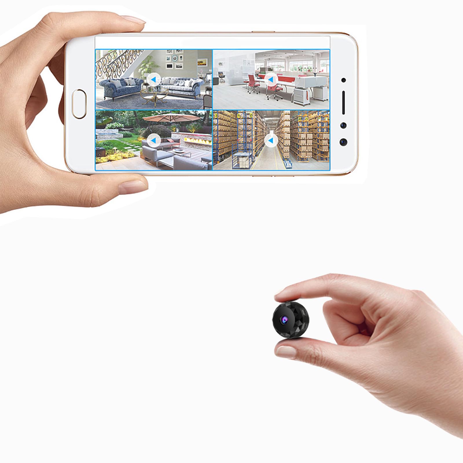 Caméra Espion WiFi Mini 1080P - Surveillance Intérieur/extérieur - Batterie 400mAh - Compatible Carte SD Et App