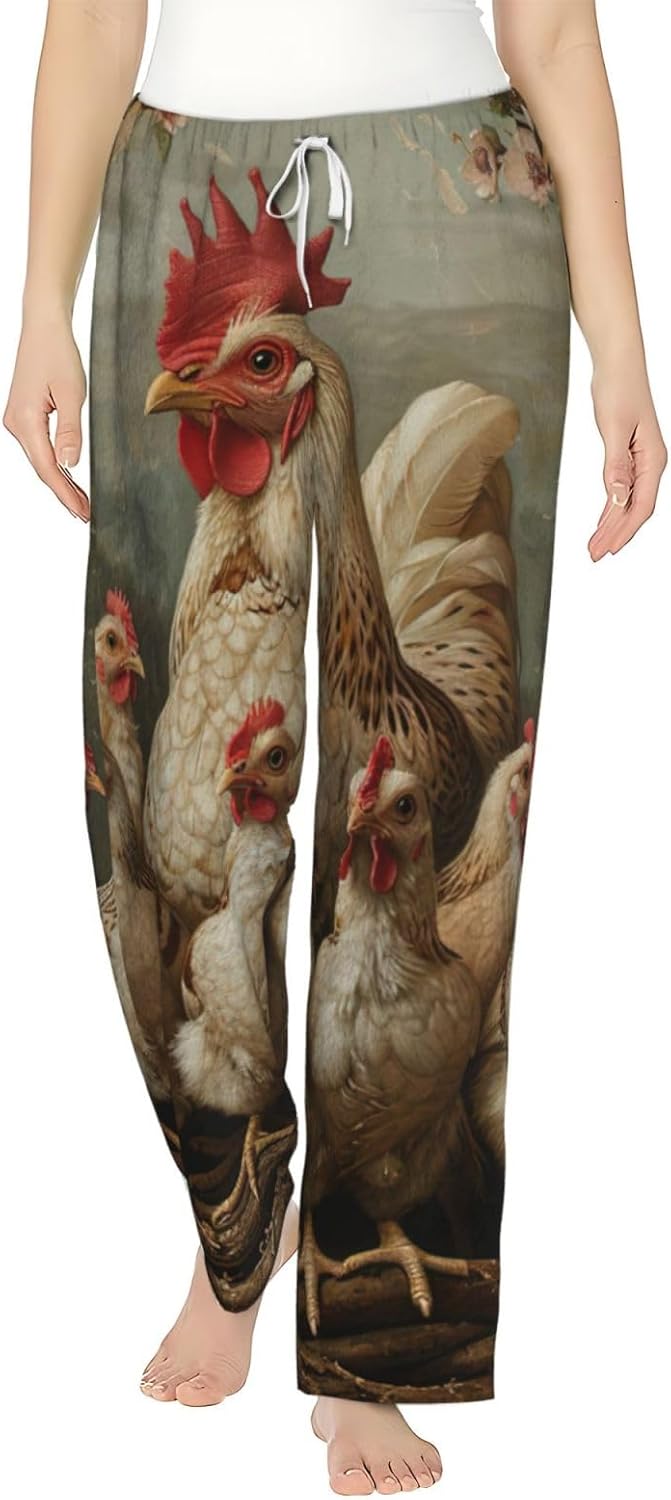 A Brood Of Chickens Print Fashion Cozy Womens Flannel Pajama Pants,Perfect For Christmas And Everyday Wear
