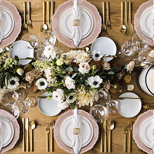 Maoname 13" Rose Glod Charger Plates, Set Of 6, Antique Charger Plates, Plastic Plate Chargers, Wedding Reception Chargers Plate Chargers For Dinner #TOP5