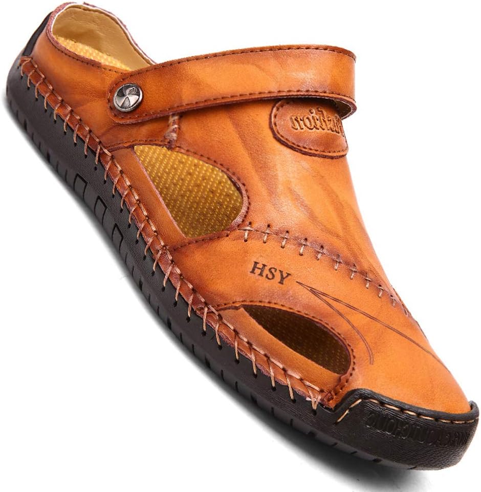 Sandalen Herren Leder Strand Hausschuhe Wandersandale Outdoorschuhe Sommer Trekkingschuhe Pantoletten Slipper Clogs