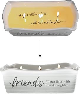 Friends Fill Our Lives with Love & Laughter - 12oz Wax Reveal Secret Surprise Message Triple-Wick Jasmine Scented Candle Housewarming Gift Bestie BFF Best Friend Present