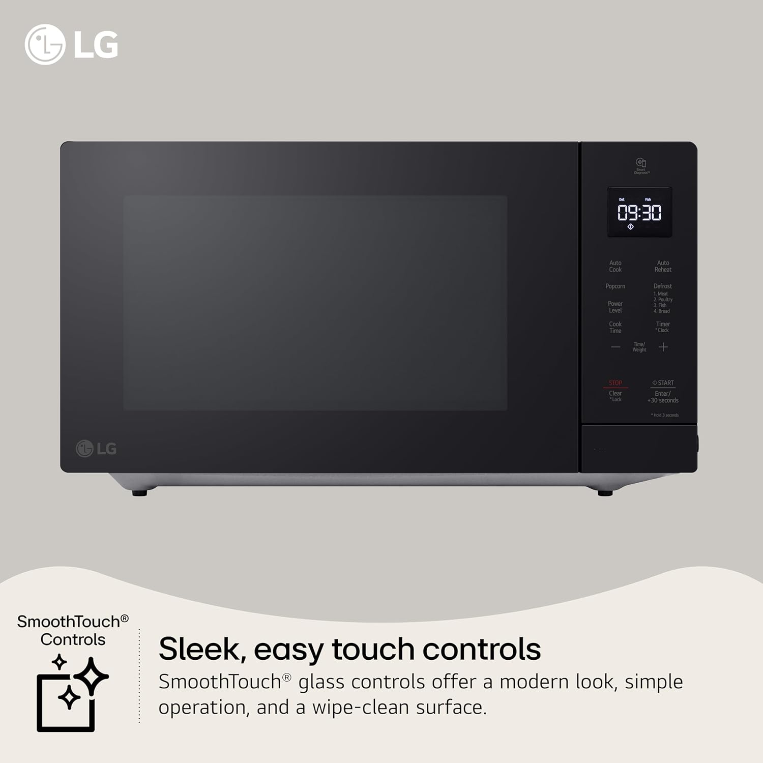 LG Countertop Microwave, 1.1 cu. ft., Black, 20.1x11.4x15.7 Inches, EasyClean Interior, 900 Watts