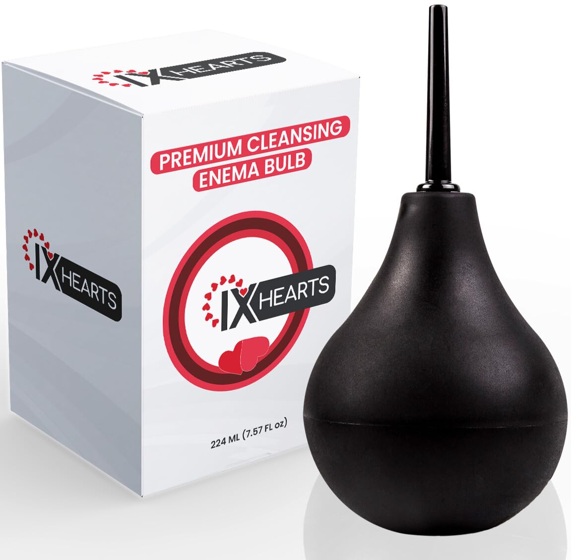 Enema Douche Bulb - Anal Douche Kit with Detachable Tip for Women & Men - Reusable Enema - Easy to Use and Durable | Capacity 7 oz (224 mL) ,Black