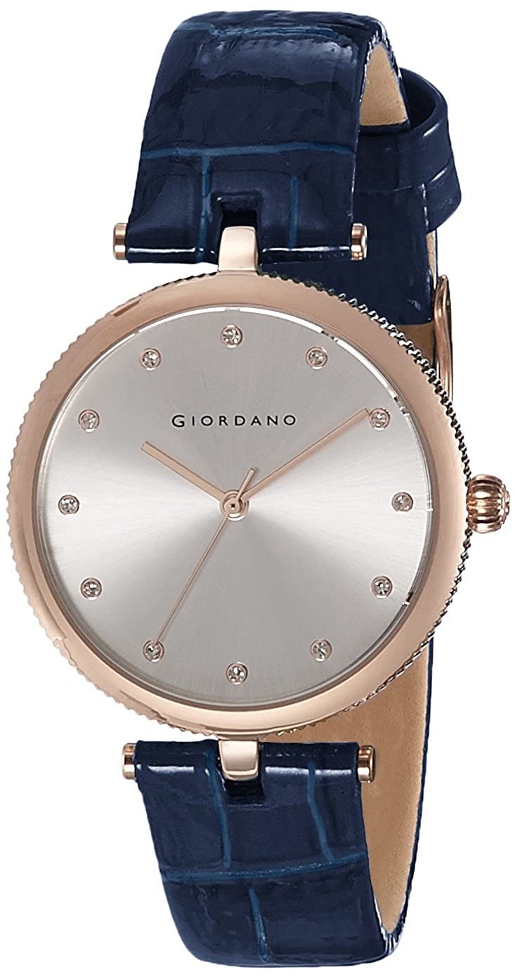 Giordano Analog Watch for Women with Rose Gold Case, Silver Dial and Blue Shiny Leather Strap, Ladies Wrist Watch A2038-07 (B01BUU2QZ0) Amazon Price History, Amazon Price Tracker