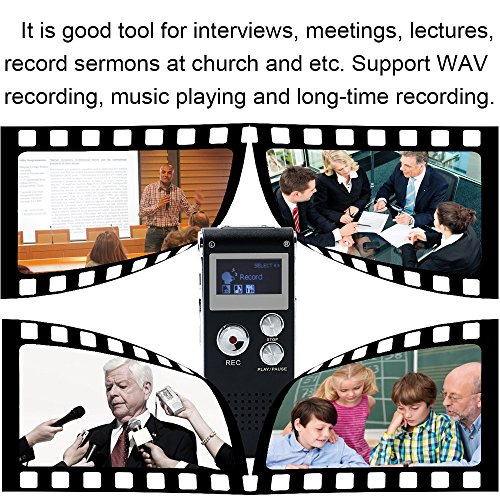 Tangmi Professional Multifunctional Rechargeable 8G 8GB 650HR Digital Audio Voice Recorder Dictaphone MP3 Player with 3D Sound (Black)
