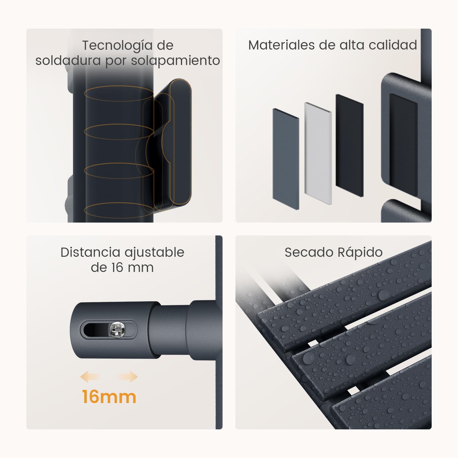 EMKE Radiador Toallero Eléctrico con WiFi Termostato 104x40 cm, Antracita | Toallero Eléctrico de Bajo Consumo, Resistencia Calefactora con Temporizador,Calienta Toallas,Secatoallas,400W