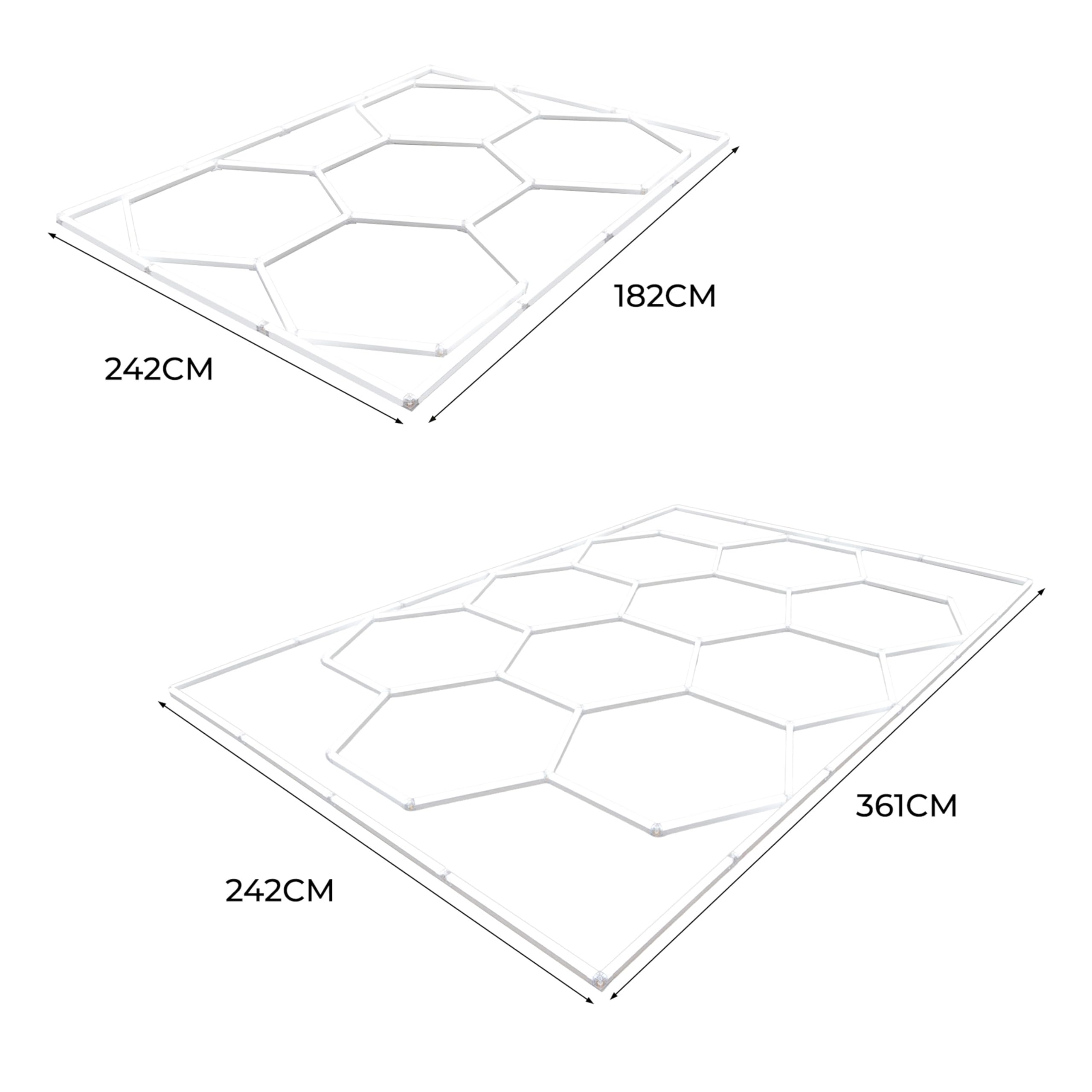 Lot de 10 Plafonnier LED Hexagonale & Bordures 2 x 5 Cadres Modulaires Blanc 120 Lumens 6500K 3 Choix de Montage & Kit Pour Plafond Suspendu Garage Atelier Showroom Salle de Sport