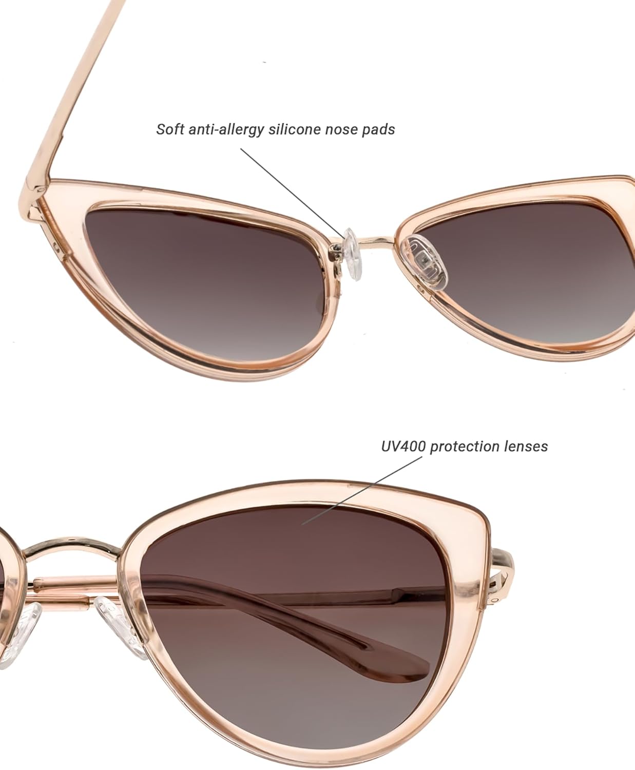 FAA'N Retro Big Frame Cat Eye Polarized Sunglasses Women with Spring Hinge - Image 6