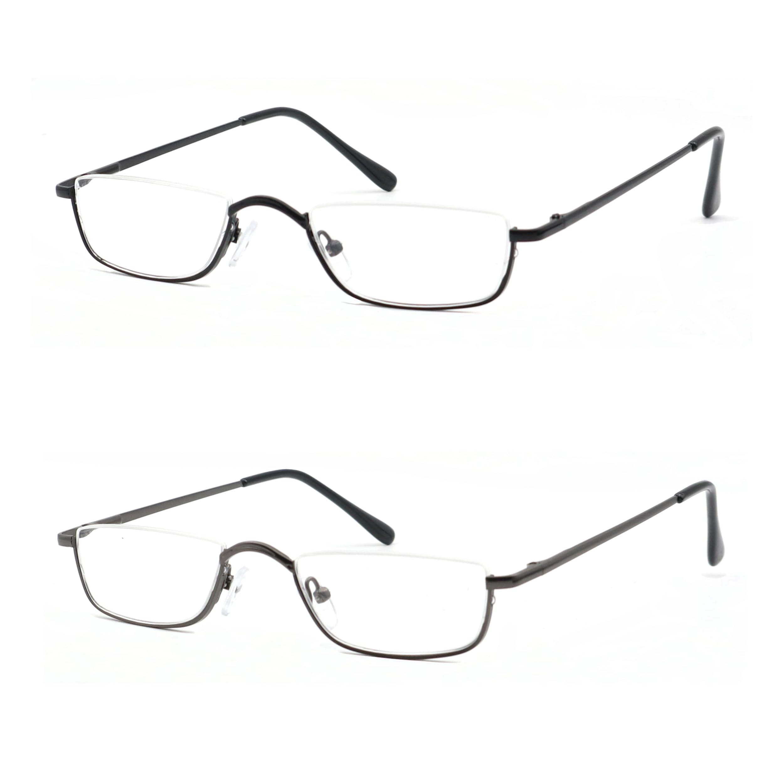 Photo 1 of COVESATO Half Reading Glasses, Half Lens Frame Metal Readers for Women Men ?Black+Gray,3.00?