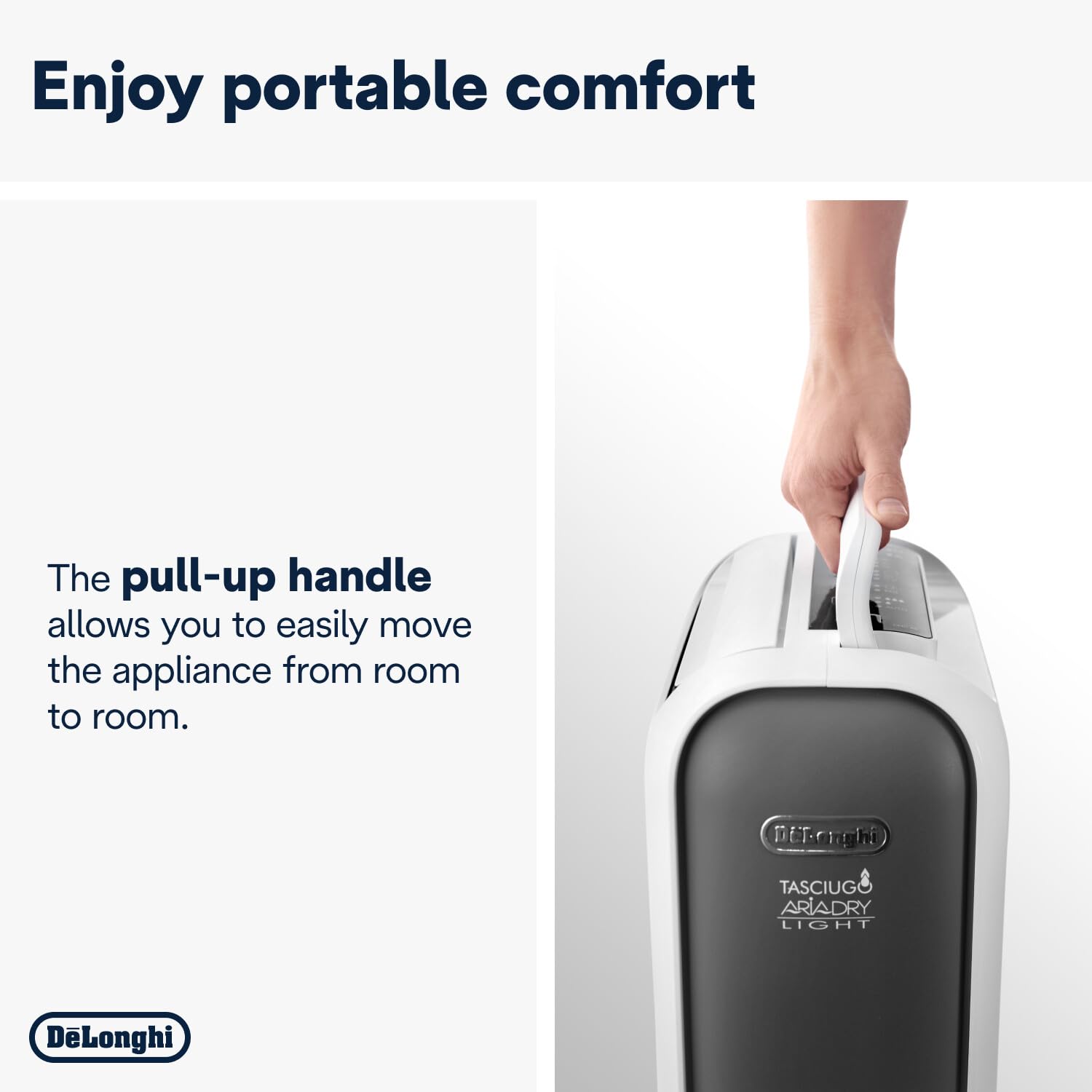 De'Longhi Tasciugo AriaDry Light DNS65, Déshumidificateur d'Air Maison, Enlève 6 litrów par Jour, Laundry Fonction, timer 8h, technologia Zéolithes, 34 decibels, 520 W, szary