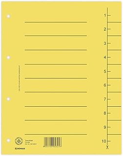 DONAU 8610001-11 - Separadores (100 unidades, cartón reciclado, 250 g/m², 4 orificios), color amarillo