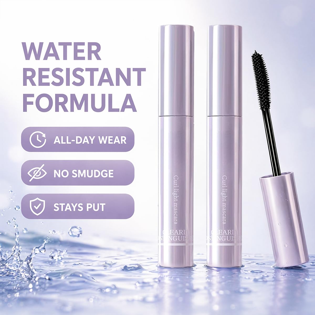 Mascara for Older Women, Long Lasting Curl Tubing Mascara, 2-Pack Black Lengthening and Volumizing Mascara, Water Resistant Lightweight Mascara for Thin, Short and Straight Lashes, Easy Removal
