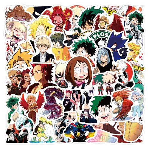 50pcs My Hero Academia Stickers for Kids Cute Anime Cartoon Waterproof Vinyl Decal for Teen Girl Adult Notebook Laptop Water Bottle Skateboard Guitar Travel Case Phone Bike