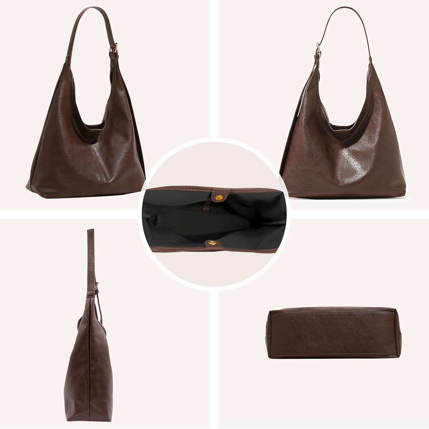 Hobo Bags for Women Tote Bag Retro PU Leather Shoulder Handbags Slouchy Crossbody Hobo Purses - Image 6