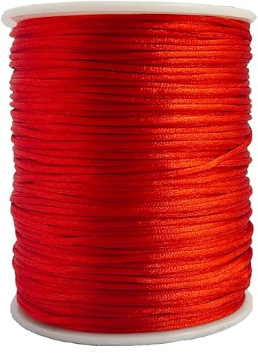 Cordón de nailon satinado de 0.059 in para pulseras de macramé, nudos chinos, collares, fabricación de joyas, 109 yardas (rojo)
