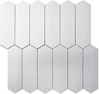 Vista 14 de DICOFUN 1-Sheet White Hexagon Tile Peel and Stick Backsplash, Marble Look PVC Mixed Silver Metal Mosaic Tiles for Kitchen and Bathroom