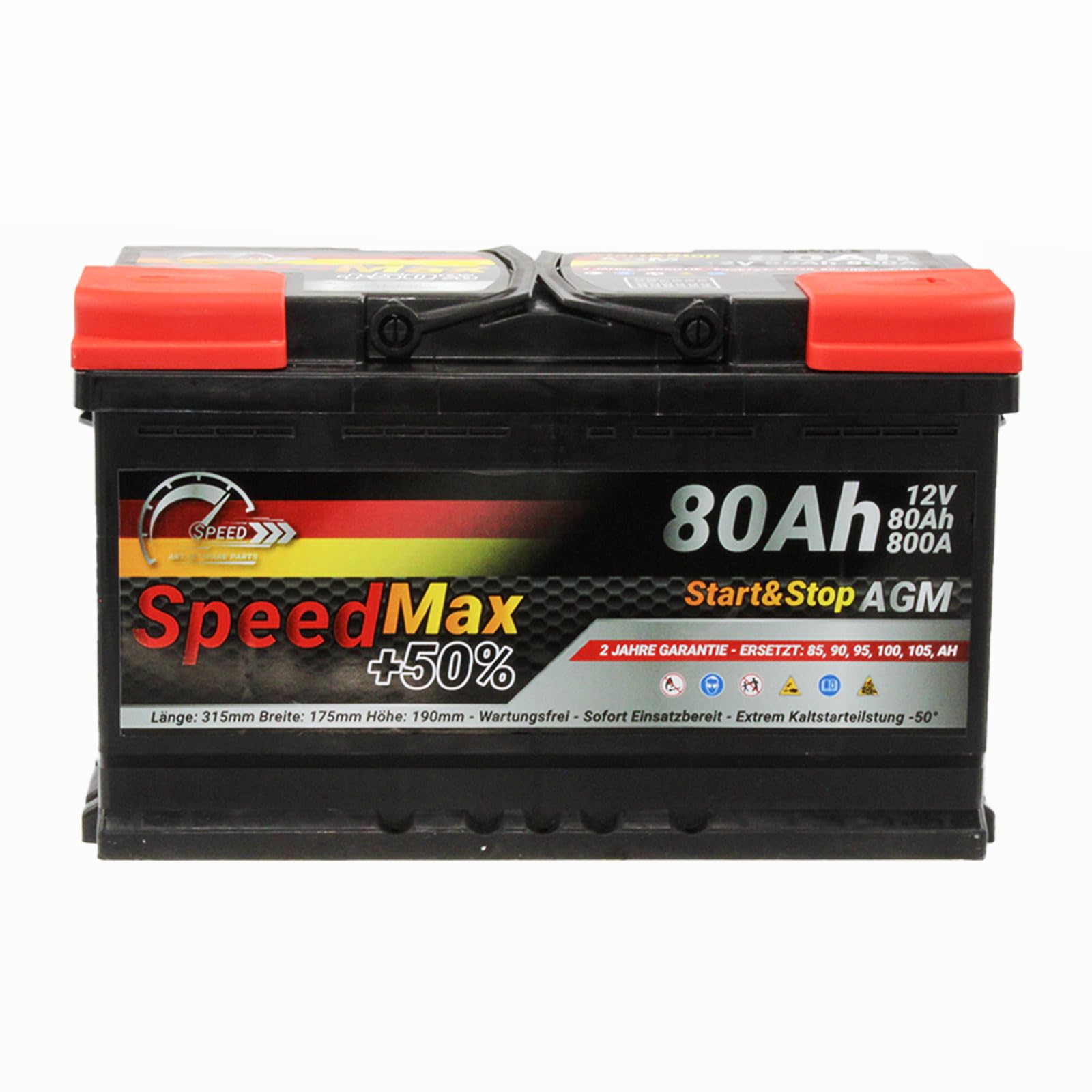 Batteria Auto Speed Max 80 Ah AGM Start&stop Speed 80Ah 800A 12V L4