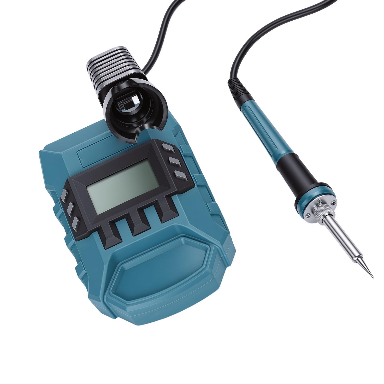 AUNMAS Stacja Lutownicza o Mocy 60 W, Regulowana Temperatura od 200 do 480 ℃ z Wyświetlaczem LCD i Izolowanym Uchwytem, ​​szybkie Nagrzewanie W 5 Sekund, do Lutowania Drutem do Naprawy