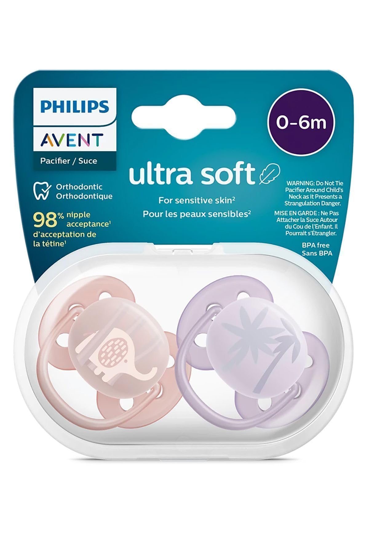 Philips Avent Ultra Hava Emziği Ortodontik ve BPA, Ekstra Havalandırma Delikleri 0-6 Ay (Kız Tasarımı) 2'li Paket