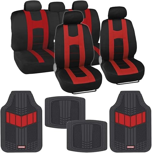 Miniatura 7 de BDK AutoSport Juego completo de fundas protectoras para asientos (2 delanteros, 1 doble) con alfombrillas de goma resistentes para todo tipo de