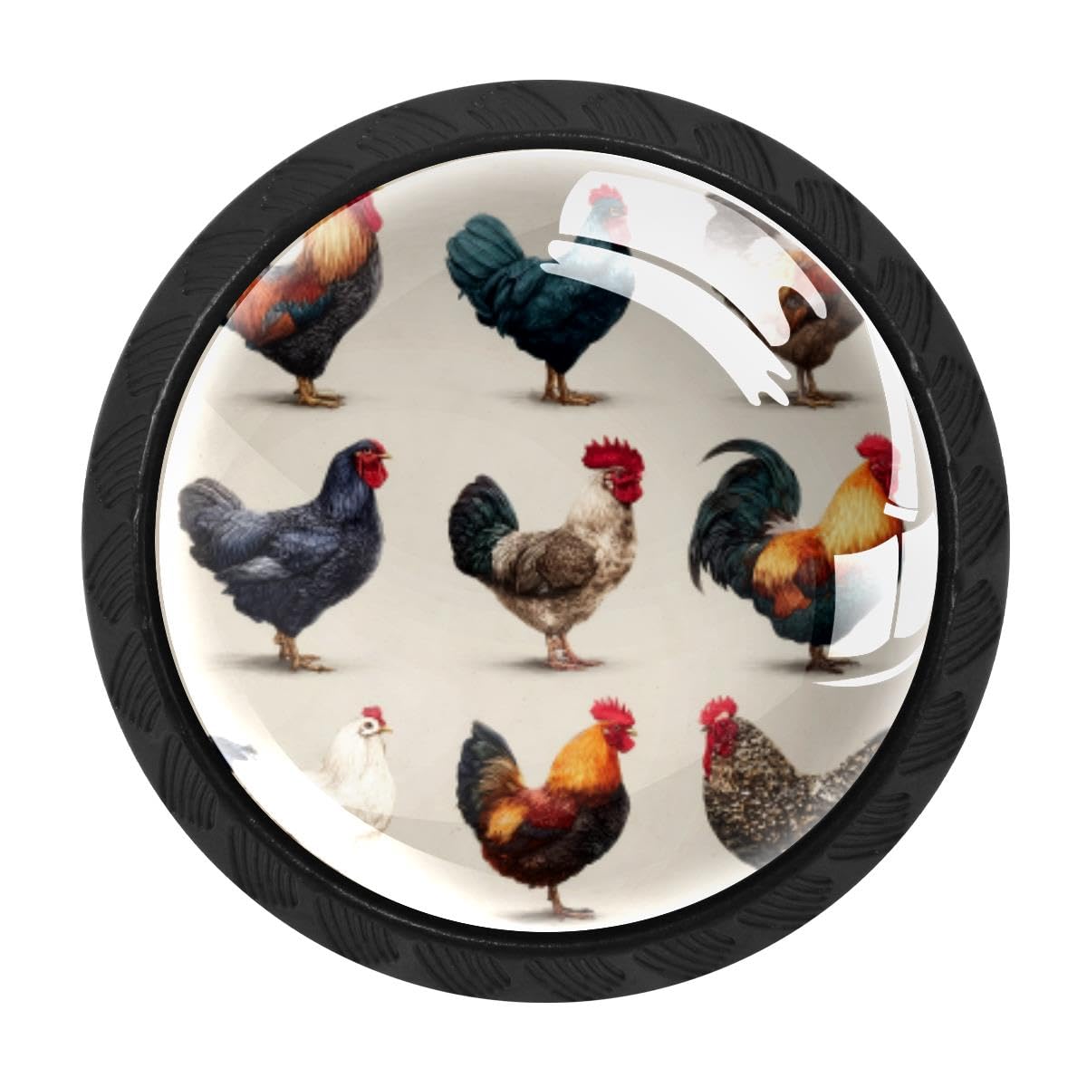 4 PCS Kitchen Cabinet Knobs, Chicken Rooster Drawer Knobs Dresser Handles