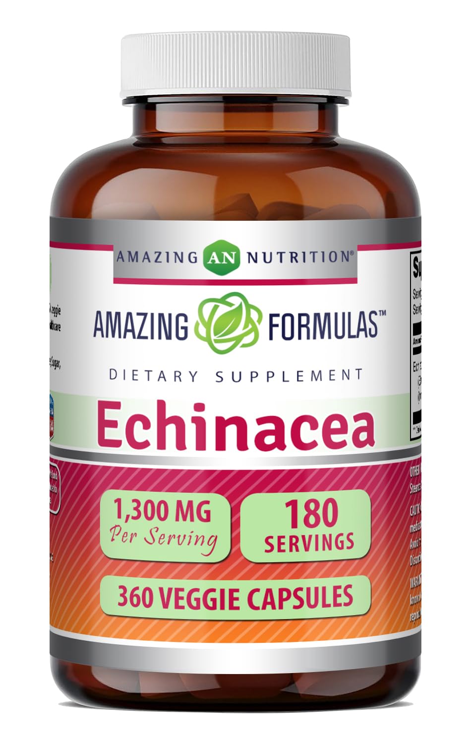 Amazing Formulas Echinacea | 1300 Mg Per Serving | 360 Veggie Capsules | Non-GMO | Gluten Free | Made in USA Unflavored - 1 Pack | 360 Count