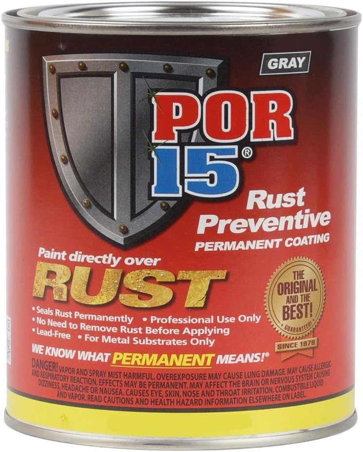 POR-15 Rust Preventive Coating, Stop Rust and Corrosion Permanently, Anti-rust, Non-porous Protective Barrier, 16 Fluid Ounces, Gray
