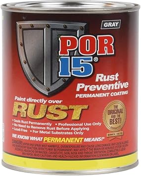 POR-15 Rust Preventive Coating, Stop Rust and Corrosion Permanently, Anti-rust, Non-porous Protective Barrier, 16 Fluid Ounces, Gray