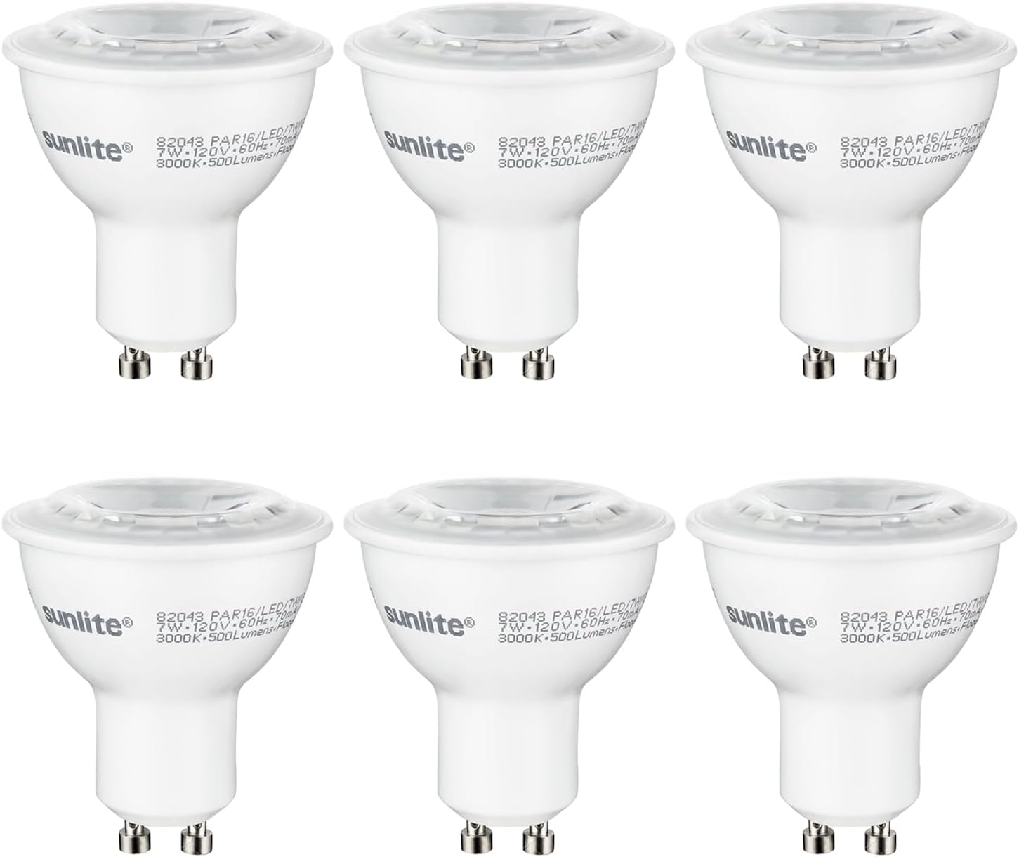 LED 90 CRI MR16 Reflector Light Bulb, 7 Watts (50W Equivalent), 120V, 500 Lumens, Dimmable, Twist & Lock GU10 Base, Title-20 Compliant, ETL Listed, 3000K Warm White, 6 Pack