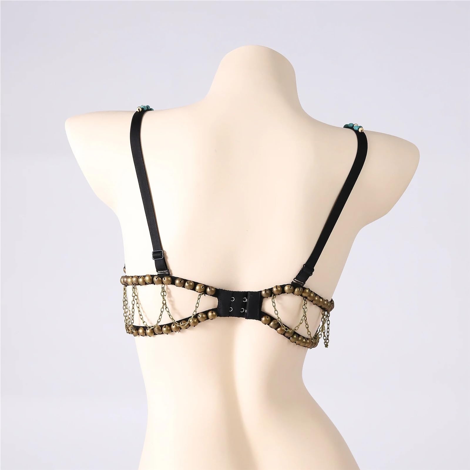 Reggiseno da donna for danza del ventre tribale push up Conchiglie Perline Top Accessori zingari vintage Monete con medaglione turchese Per Donne
