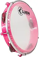 Pandeiro Luen Junior 8 Polegadas C/Pele Cristal Platinela Inox ABS Garra Fixa 5 Afinações Colors | Rosa