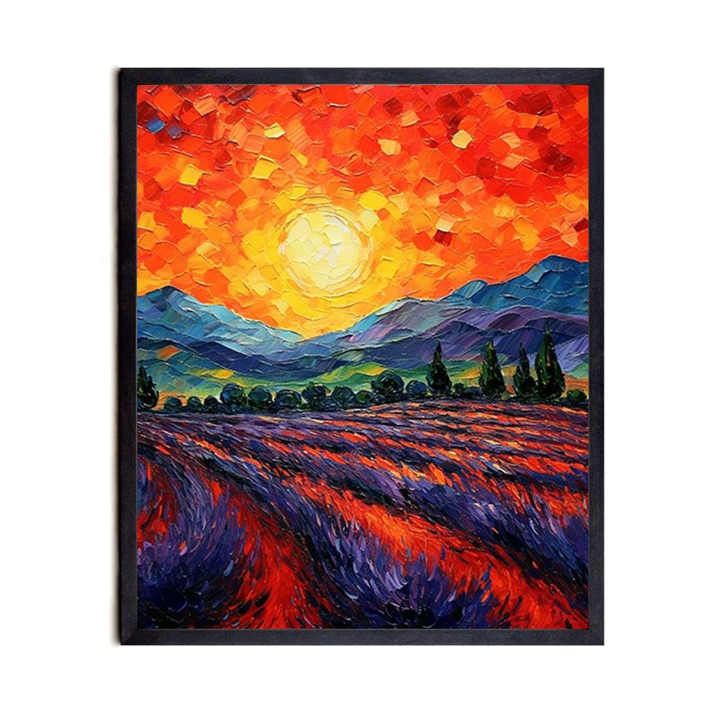 Bestbuddy Pet11X14 Unframed Starry Evening Lavender Field Ocean Blossom Nature Peace Family Oil Painting Art Print Poster Wall Decor AP108