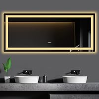 Vista 9 de WTTY Led Mirror for Bathroom with Lights(Front + Backlit), 80 x 34 Led Bathroom Mirror, Lighted Bathroom Vanity Mirror for Wall, Anti Fog, Dimmable