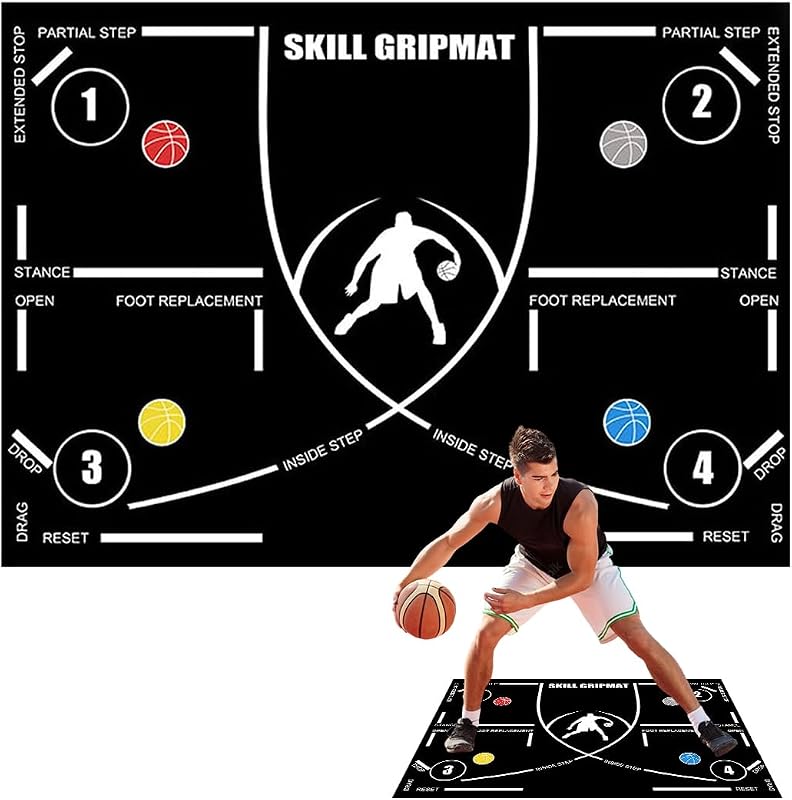 Tapis d’Entraînement Basketball, Équipement Silencieux Intérieur pour Enfants et Adultes, Améliore Vitesse et Agilité, 120x80cm