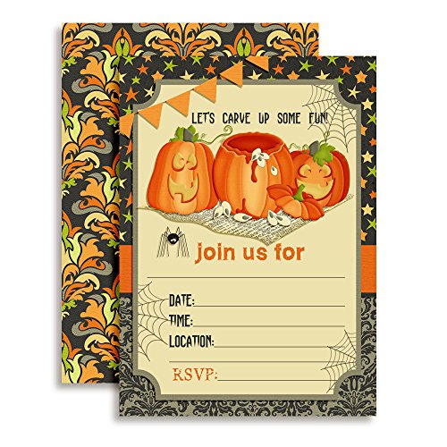 Invitaciones para fiesta de cumpleaños de calabaza AmandaCreation de 20 unidades