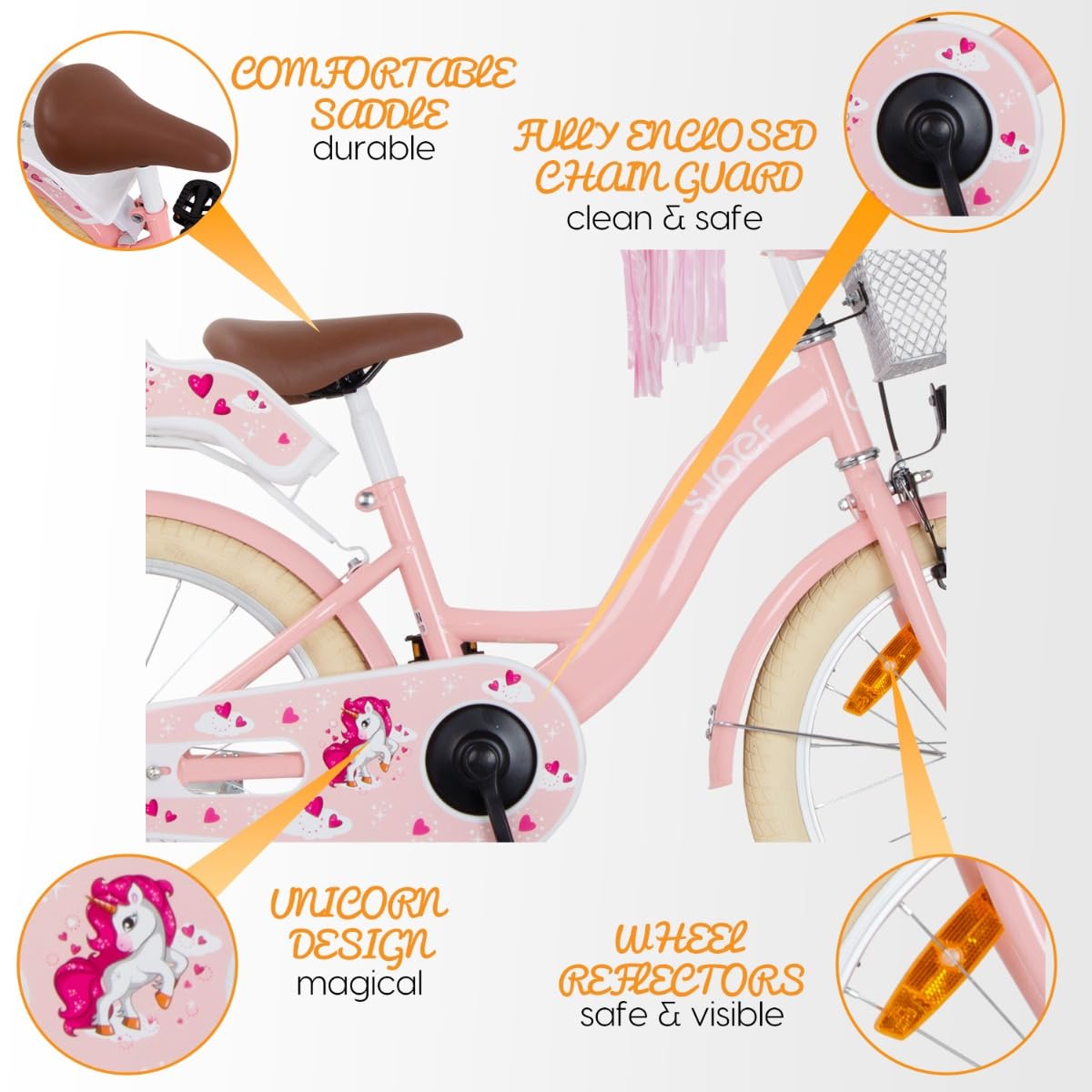 Dolly Kinderfahrrad 18 Zoll | Ab 5-7 Jahre | einfache Montage (95% vormontiert) | Kinder Fahrrad für Mädchen/Jugend | Kleidergröße von 103 bis 118 cm | inklusive Seitenständer - Rosa